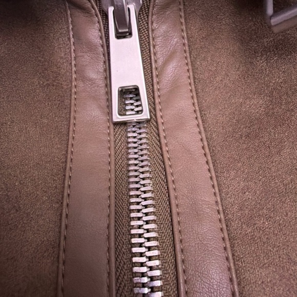 Zara Suede Moto Jacket Faux Fur Lined Medium M Women’s Biker - Picture 6 of 10